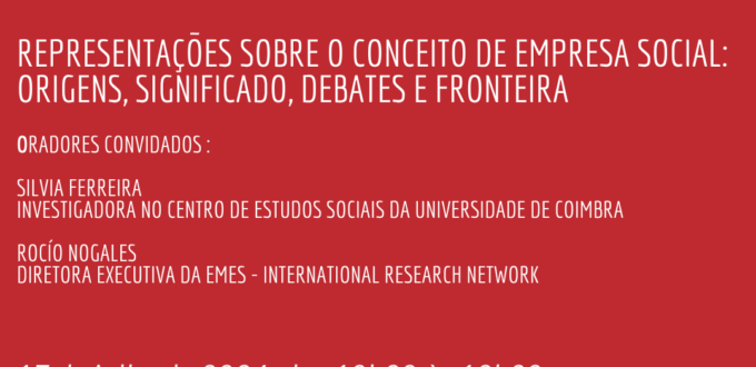 Webinar "Representações sobre o conceito de empresa social: origens, significado, debates e fronteira”